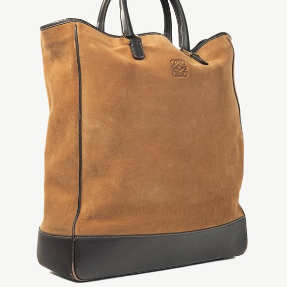 Loewe Amazona Oro Suede & Marron Leather Tote Bag - Picture 2 of 13